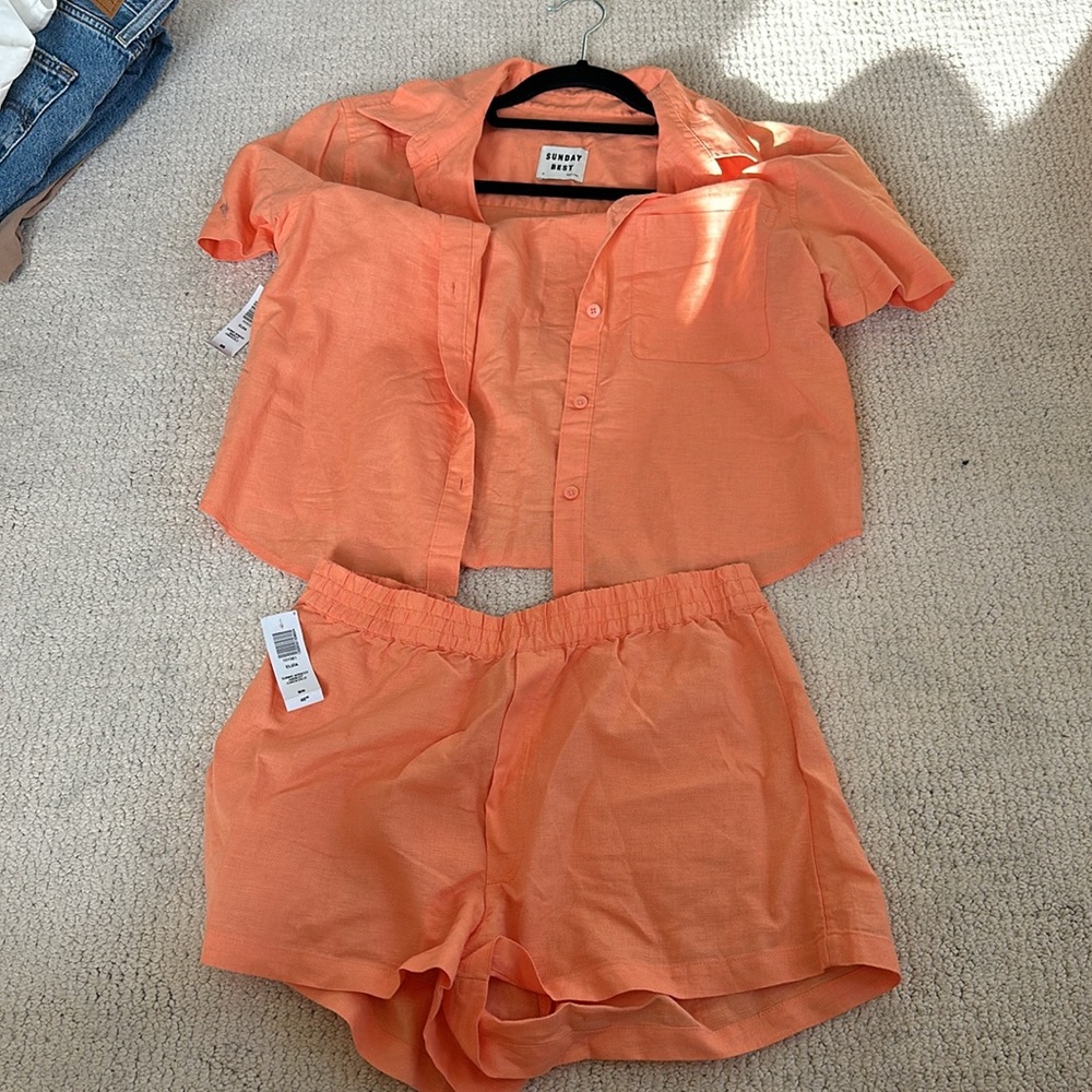 Aritzia Top and Short Linen Set